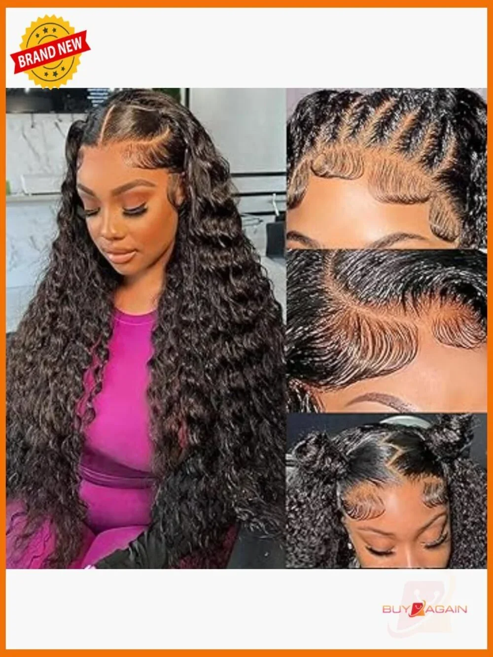 5x5 HD Lace Closure Wig Human Hair Deep Wave 180 Density Glueless Wig 24 Inch